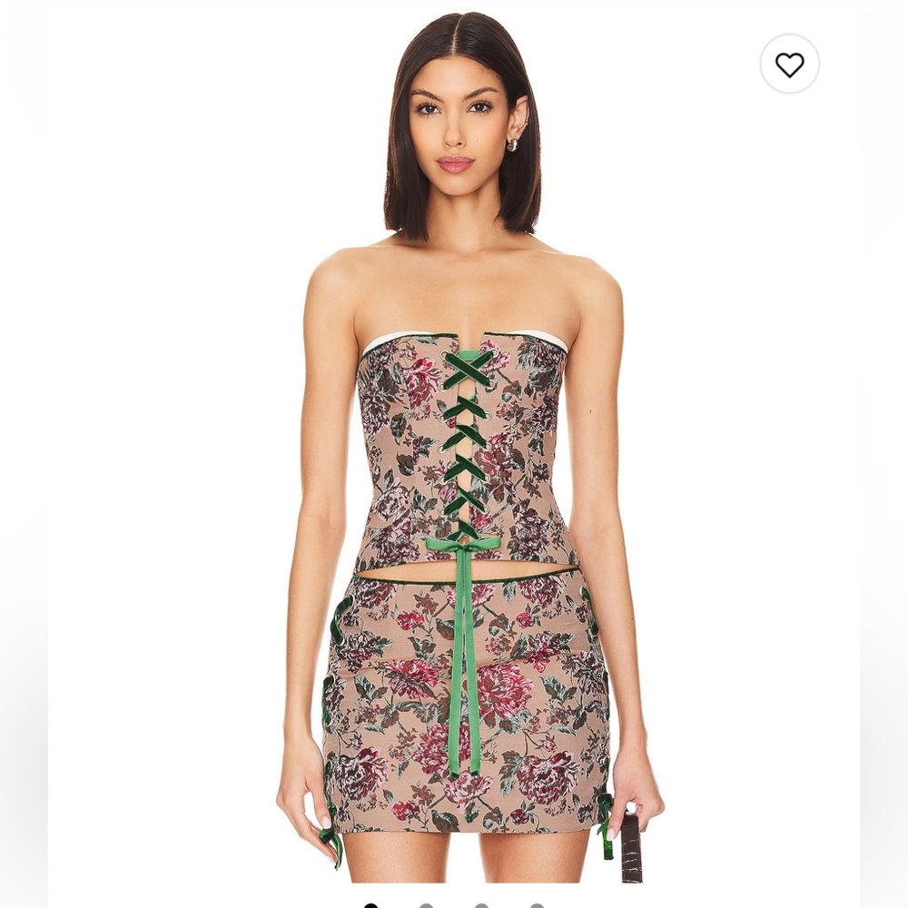 MAJORELLE Margaux Strapless Floral corset and skirt  set- size medium
